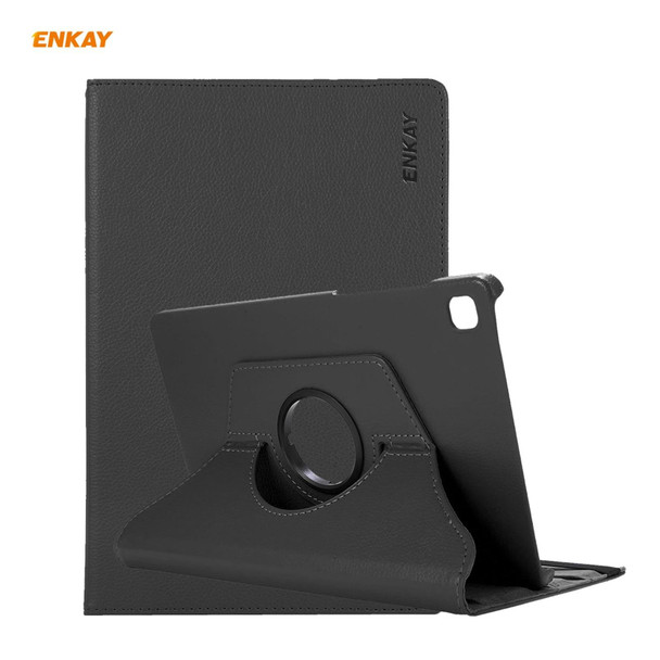 Samsung Galaxy Tab S6 Lite P610 / P615 / Tab S6 Lite 2022 / P613 / P619 ENKAY 360 Rotation Kickstand Leather Smart Tablet Case(Black)