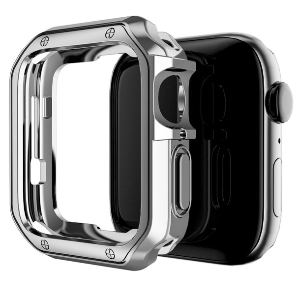 Anti-fall Electroplating TPU Watch Protective Case for Apple 1/2/3/4/5/6/7/SE 42mm/44mm/45mm(Silver)