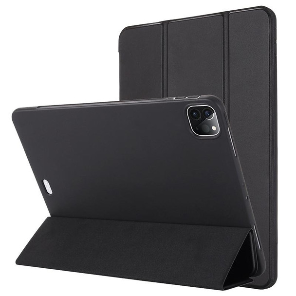TPU Horizontal Flip Leather Tablet Case with Three-folding Holder - iPad Pro 11 (2021) / (2020)(Black)