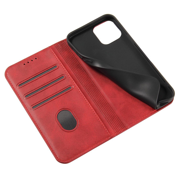 Calf Texture Magnetic Horizontal Flip Leatherette Case with Holder & Card Slots & Wallet - iPhone 12 / 12 Pro(Red)