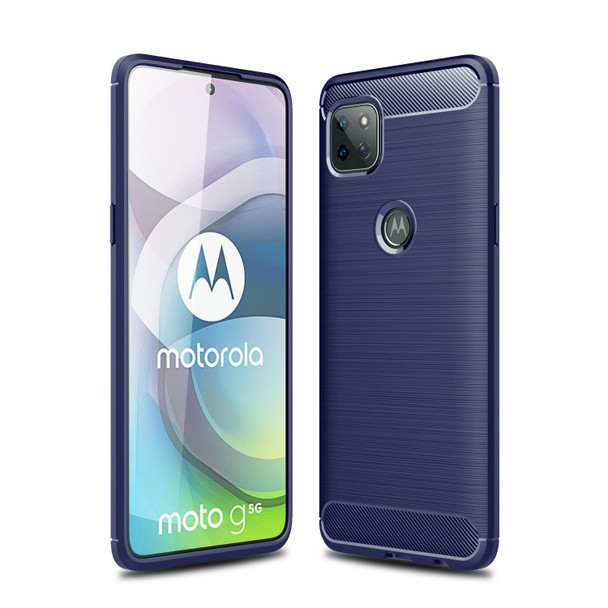 Motorola Moto G 5G Brushed Texture Carbon Fiber TPU Case(Navy Blue)