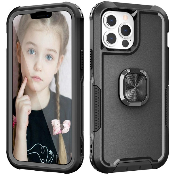 3 in 1 PC + TPU Phone Case with Ring Holder - iPhone 13 Pro(Black)