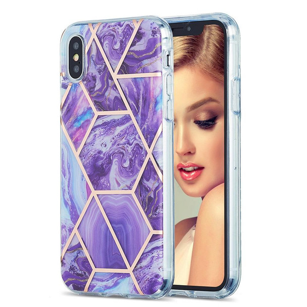 3D Electroplating Marble Pattern TPU Protective Case - iPhone XS / X(Purple)