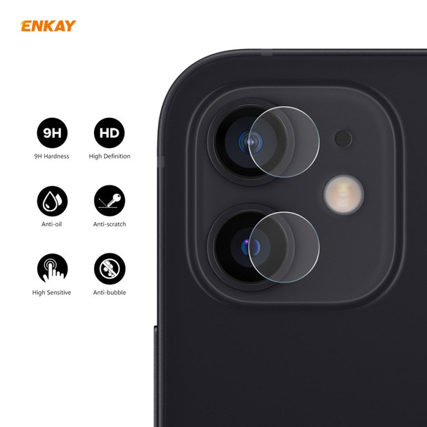 1 Set - iPhone 12 / 12 mini ENKAY Hat-Prince 0.2mm 9H 2.15D Round Edge Rear Camera Lens Tempered Glass Film 2 PCS/Set