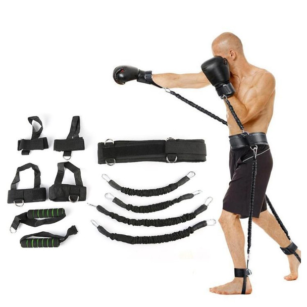 Bounce Trainer Fitness Resistance Band Boxing Suit Latex Tube Tension Rope Leg Waist Trainer, Weight: 120 Pounds(Black)