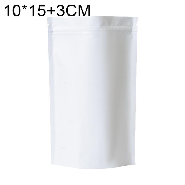100 PCS/Set Matte Aluminum Foil Snack Stand-up Pouch, Size:10x15+3cm(White)