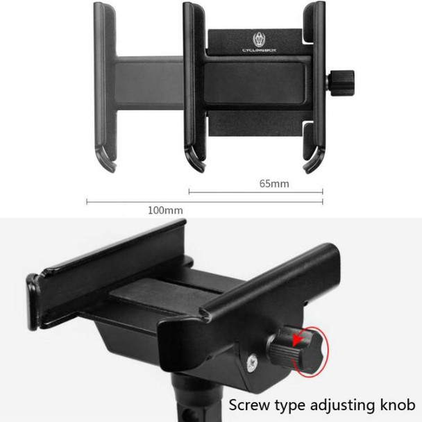 CYCLINGBOX Aluminum Alloy Mobile Phone Holder Bicycle Riding Takeaway Rotatable Metal Mobile Phone Bracket, Style:Handlebar Installation(Titanium)