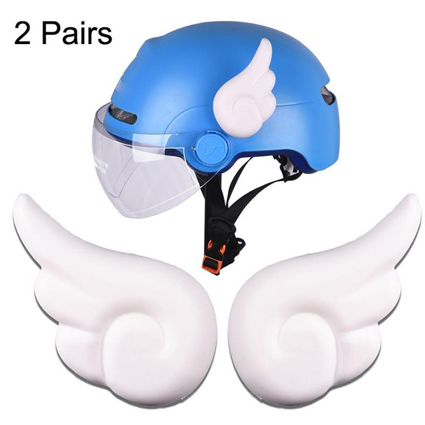 2 Pairs Motorcycle Helmet Angel Wings Decoration(White)