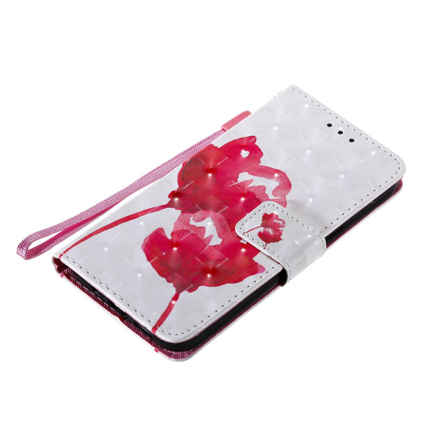 3D Painted Pattern Horizontal Flip Leatherette Case with Holder & Card Slots & Wallet - iPhone 13 Pro(Red Rose)