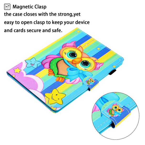 Coloured Drawing Horizontal Flip Leatherette Tablet Case with Holder & Card Slot & Sleep / Wake-up Function - iPad mini 6(Rainbow Owl)