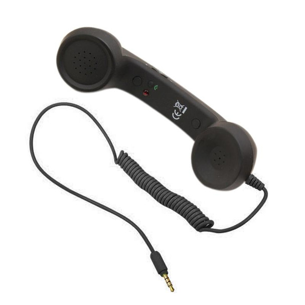 3.5mm Plug Mic Retro Telephone Anti-radiation Cell Phone Handset Receiver(Black)