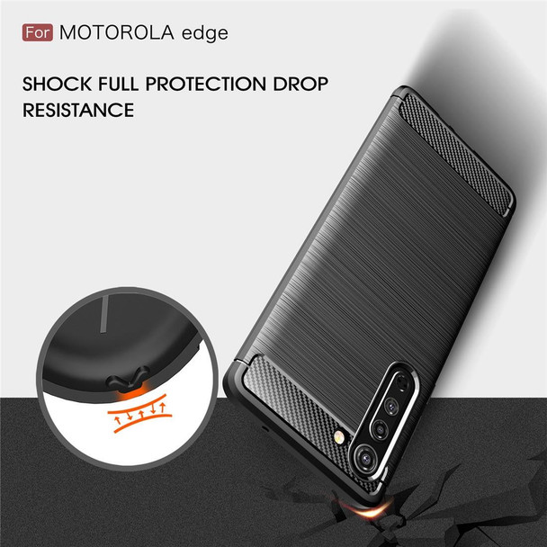 Motorola Moto Edge Brushed Texture Carbon Fiber TPU Case(Black)