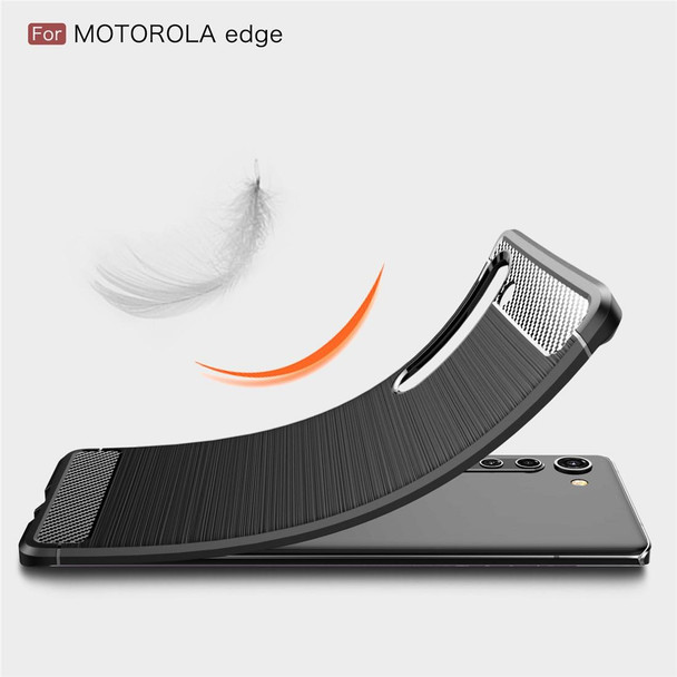 Motorola Moto Edge Brushed Texture Carbon Fiber TPU Case(Black)