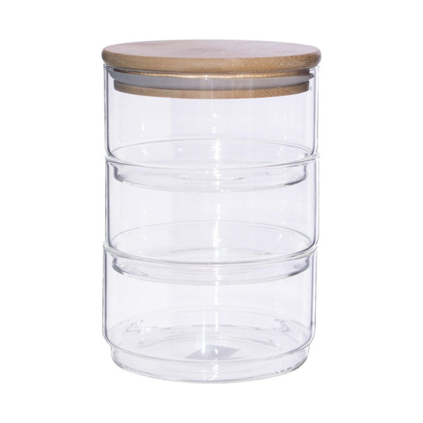 Stackable Glass Jars With Bamboo Lids - Set of 3