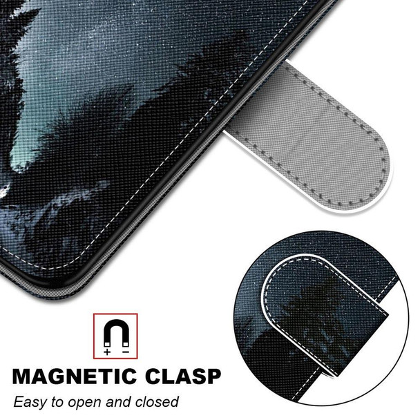 Coloured Drawing Cross Texture Horizontal Flip PU Leatherette Case with Holder & Card Slots & Wallet & Lanyard - iPhone 13 Pro Max(Mountain Road Starry Sky)