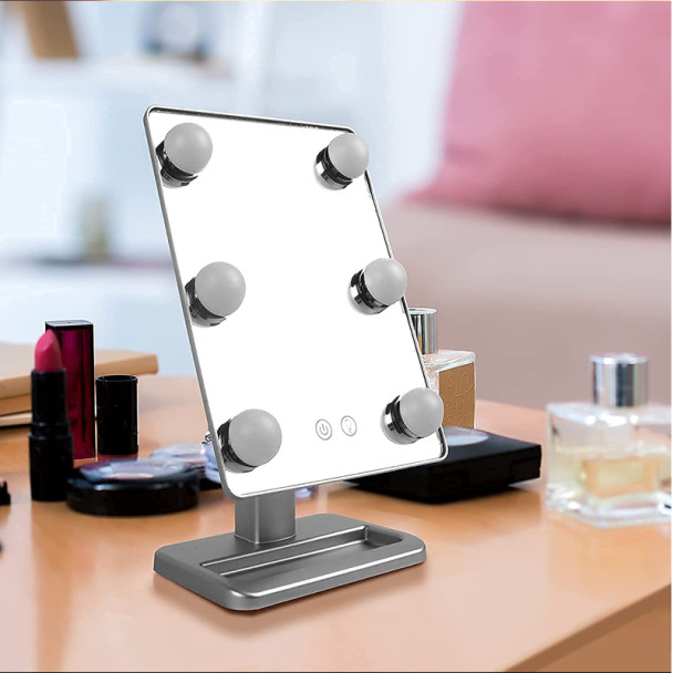 6 Bulb LED Hollywood Makeup Mirror With Storage Tray