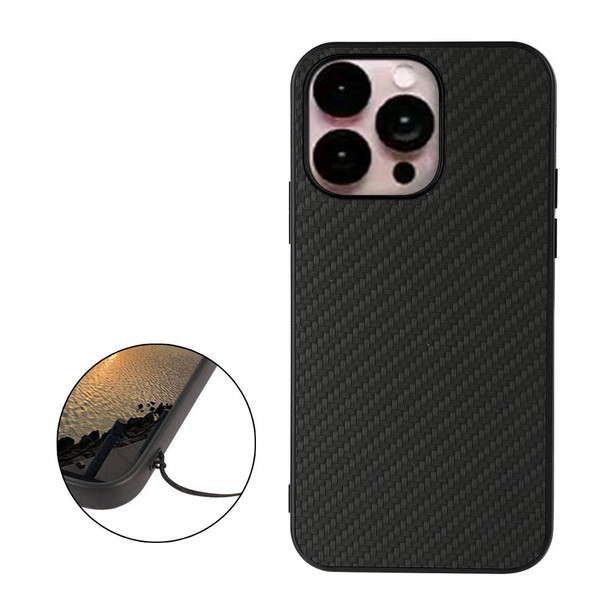 iPhone 14 Pro Max Carbon Fiber Texture Phone Case (Black)