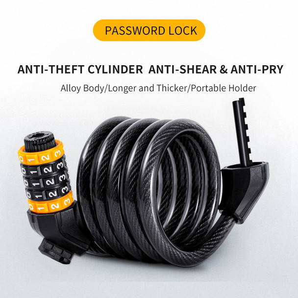 WEST BIKING YP0705061-0705062 Bicycle Password Lock Mountain Bicycle Strip Wire Anti-Theft Lock, Specification: 1.5M Five-digit