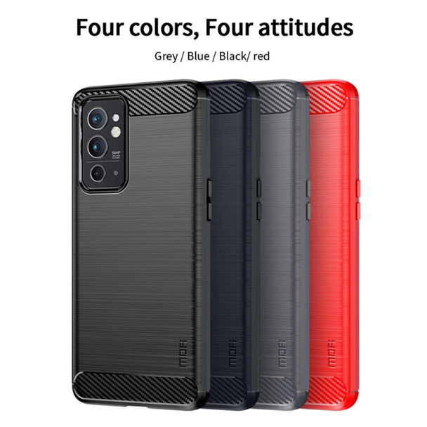 OnePlus Nord 2T MOFI Gentleness Series Brushed Texture Carbon Fiber Soft TPU Case(Red)