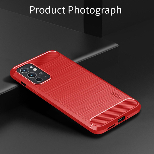 OnePlus Nord 2T MOFI Gentleness Series Brushed Texture Carbon Fiber Soft TPU Case(Red)