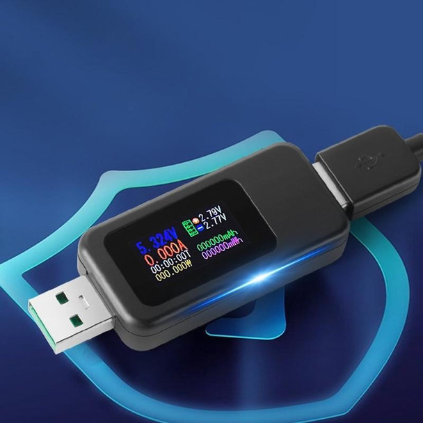 KWS-MX18 10 in 1 USB DC Tester Current 4-30V Voltage Meter Timing Ammeter Digital Meter(Black)