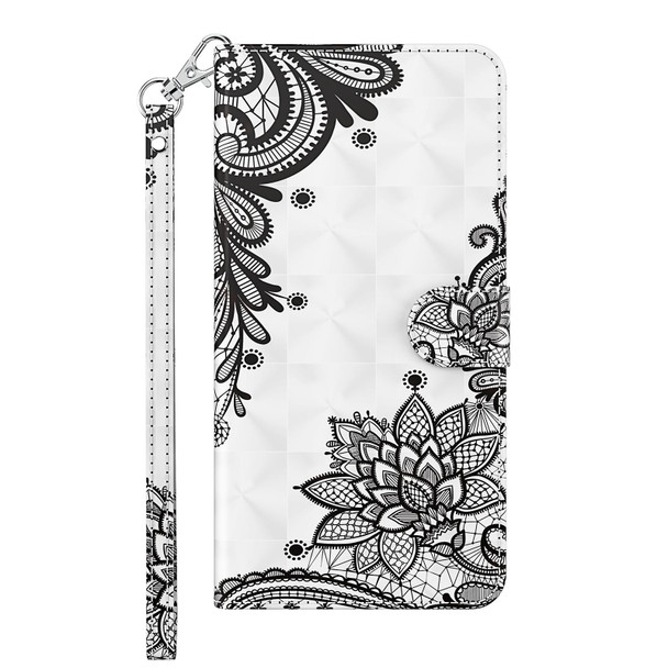 3D Painting Pattern Flip Leatherette Phone Case - iPhone 14 Pro Max (Black Flower)