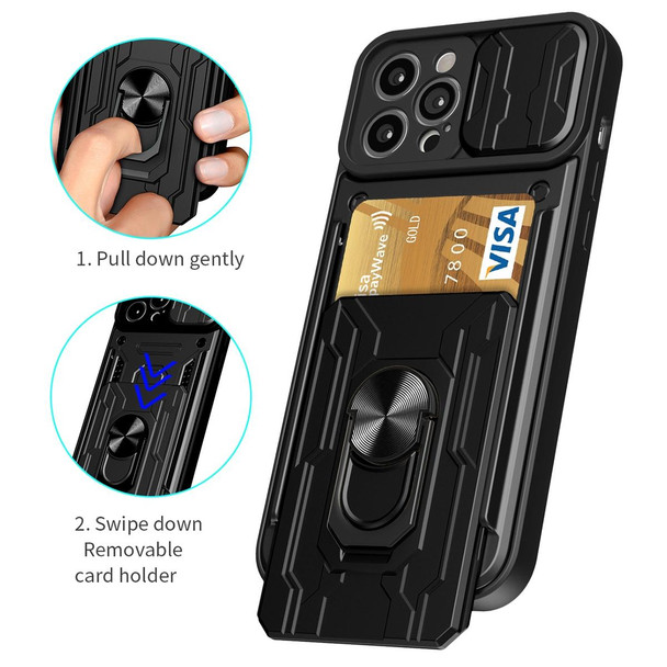 Sliding Camshield TPU+PC Phone Case with Card Slot - iPhone 14 Pro Max (Black)