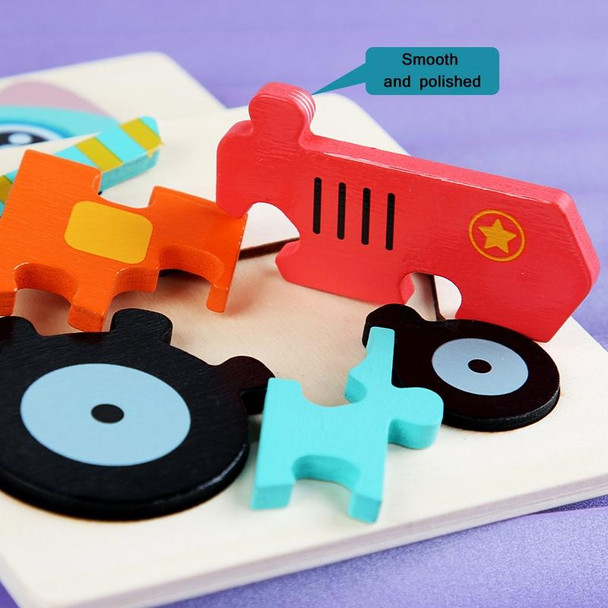5 PCS Children Wooden Three-Dimensional Puzzle Early Education Cartoon Animal Geometric Educational Toys(Fish)