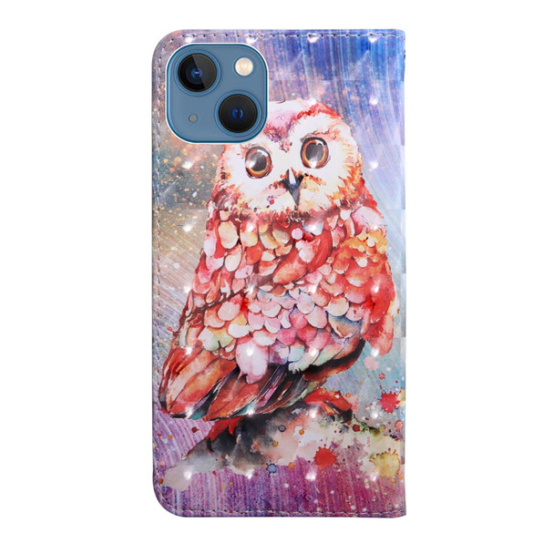 3D Painting Pattern Coloured Drawing Leatherette Phone Case - iPhone 14 (Colorful Owl)