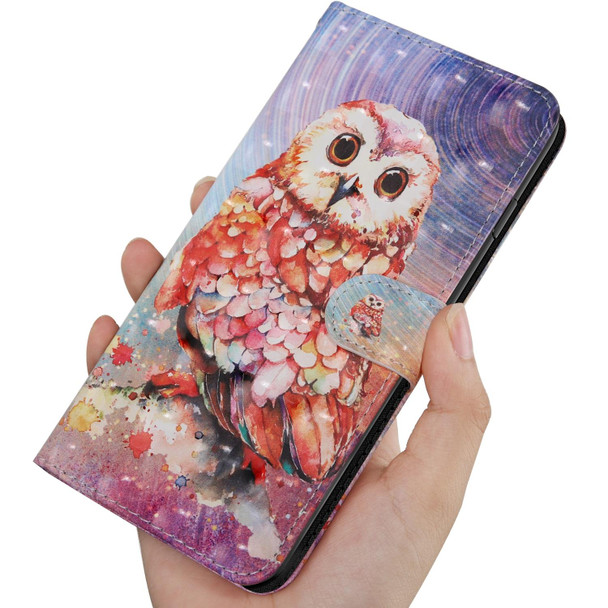 3D Painting Pattern Coloured Drawing Leatherette Phone Case - iPhone 14 Pro (Colorful Owl)