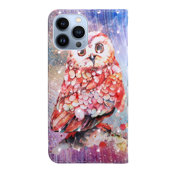3D Painting Pattern Coloured Drawing Leatherette Phone Case - iPhone 14 Pro (Colorful Owl)