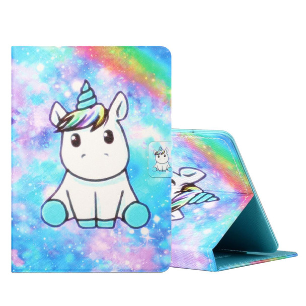 10 inch Tablet PC Universal Colored Drawing Horizontal Flip Leatherette Case with Holder & Card Slots(Unicorn)