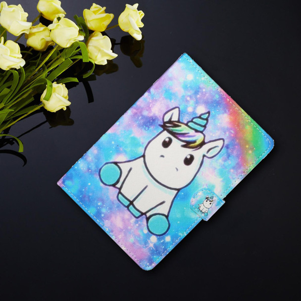 10 inch Tablet PC Universal Colored Drawing Horizontal Flip Leatherette Case with Holder & Card Slots(Unicorn)