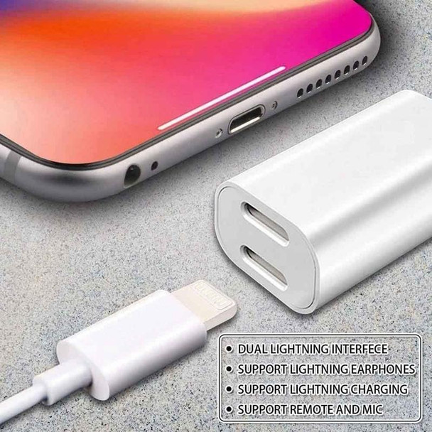 ZS-S1801 2 in 1 8 Pin Male to 8 Pin Charging + 8 Pin Audio Female Connector Earphone Adapter, Support Calls, Compatible with All IOS System