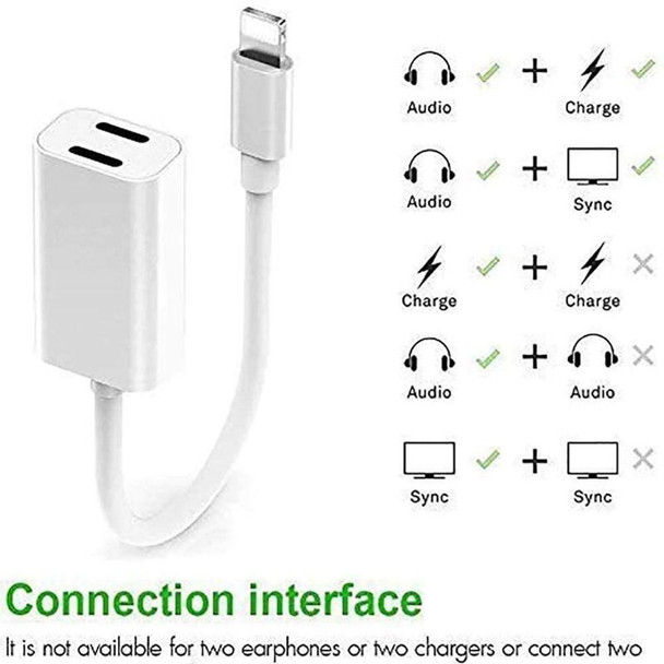 ZS-S1801 2 in 1 8 Pin Male to 8 Pin Charging + 8 Pin Audio Female Connector Earphone Adapter, Support Calls, Compatible with All IOS System