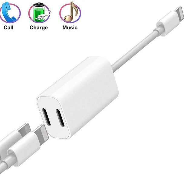 ZS-S1801 2 in 1 8 Pin Male to 8 Pin Charging + 8 Pin Audio Female Connector Earphone Adapter, Support Calls, Compatible with All IOS System