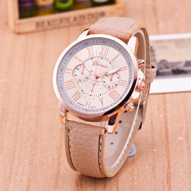 Women and Men Fashion Quartz Watches Leather Sports Casual Watch(Khaki)