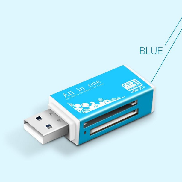 Multi in 1 Memory SD Card Reader for Memory Stick Pro Duo Micro SD,TF,M2,MMC,SDHC MS Card(Blue)