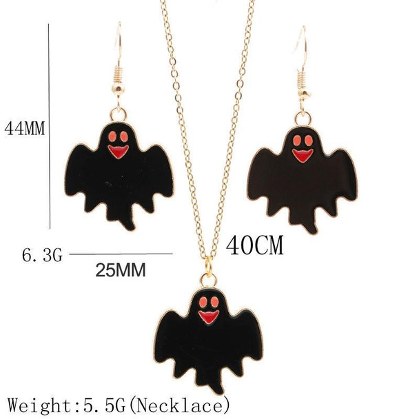 2 Sets Halloween Alloy DIY Jewelry Bat Ghost Earrings Necklace(Earrings+Necklace)