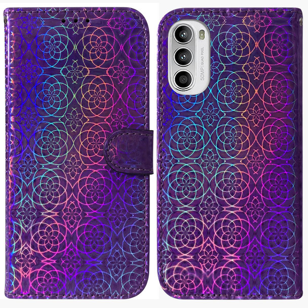 Motorola Moto G52 Colorful Magnetic Buckle Leather Phone Case(Purple)