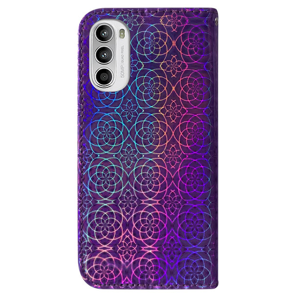 Motorola Moto G52 Colorful Magnetic Buckle Leather Phone Case(Purple)