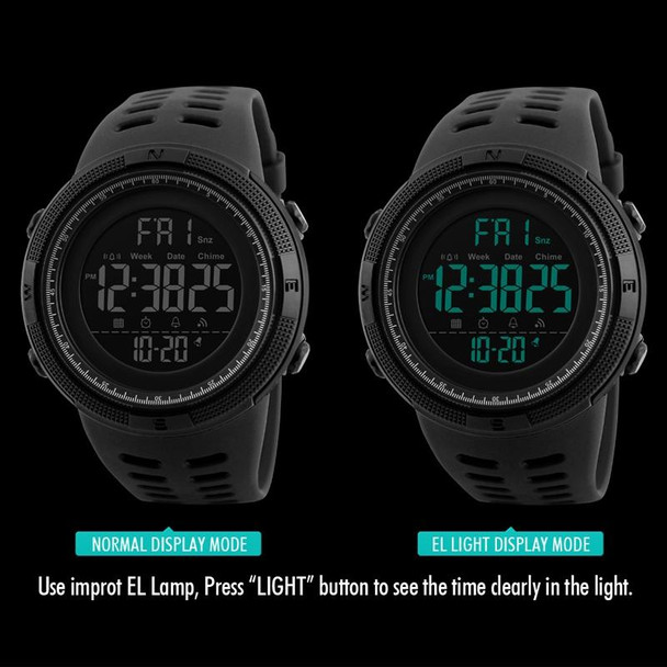 SKMEI 1251 Men Fashionable Outdoor 50m Waterproof Sports Watch Digital Watch with PU Watchband(Grey)