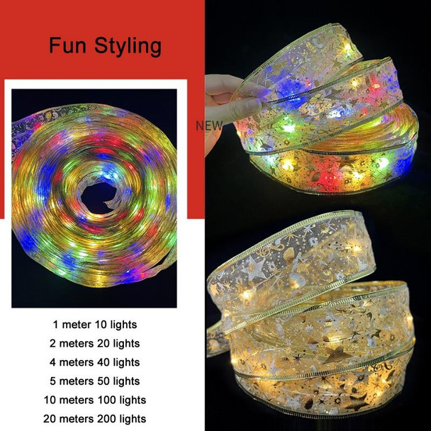 Christmas LED Lights Bronzing Double Ribbon String Lights, Specification: 5m(Silver Warm Light)