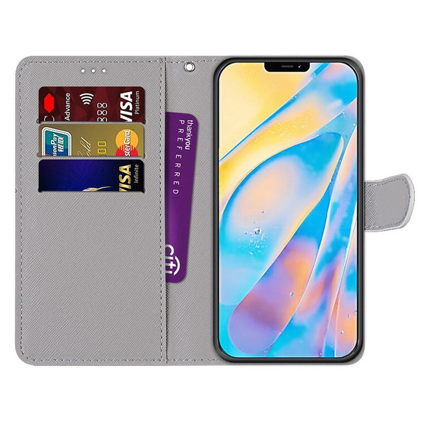 Coloured Drawing Cross Texture Horizontal Flip PU Leatherette Case with Holder & Card Slots & Wallet & Lanyard - iPhone 12 mini(B11 Black White Lion Head)