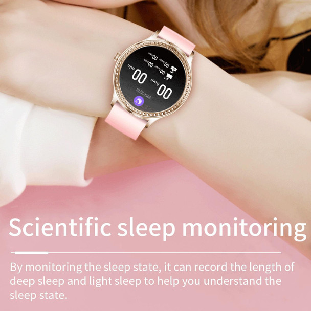 AK35 1.32 inch IPS Color Screen Smart Watch, Support Sleep Monitoring/Blood Oxygen Monitoring(Gold Purple Silicone Watch Band)