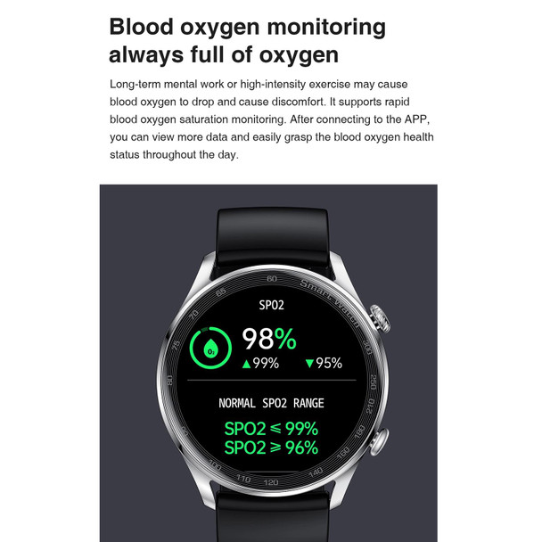 AK32 1.36 inch IPS Touch Screen Smart Watch, Support Bluetooth Calling/Blood Oxygen Monitoring,Style: Silicone Watch Band(Black)