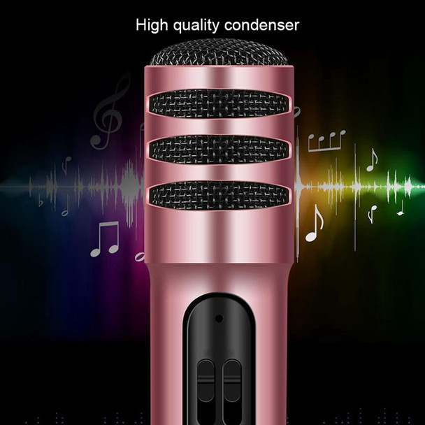 BGN-C7 Condenser Microphone Dual Mobile Phone Karaoke Live Singing Microphone Built-in Sound Card(Pink)