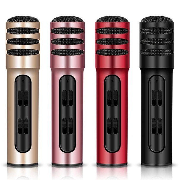 BGN-C7 Condenser Microphone Dual Mobile Phone Karaoke Live Singing Microphone Built-in Sound Card(Pink)