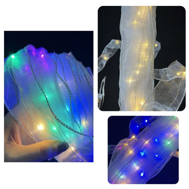 Christmas Ornament Double Light Board Yarn Ribbon String Lights, Specification: 20m(Gold Warm Light)