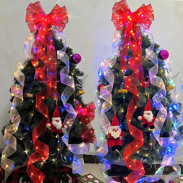 Christmas Ornament Double Light Board Yarn Ribbon String Lights, Specification: 2m(Silver Color Light)